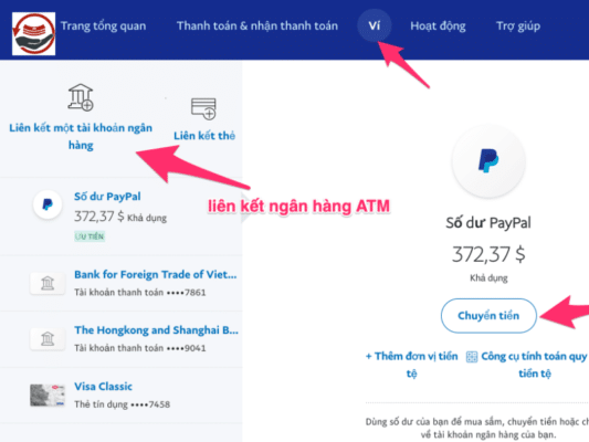 Liên kết tài khoản PayPal với tài khoản ngân hàng: Liên kết PayPal với tài khoản ngân hàng cùng chủ sở hữu